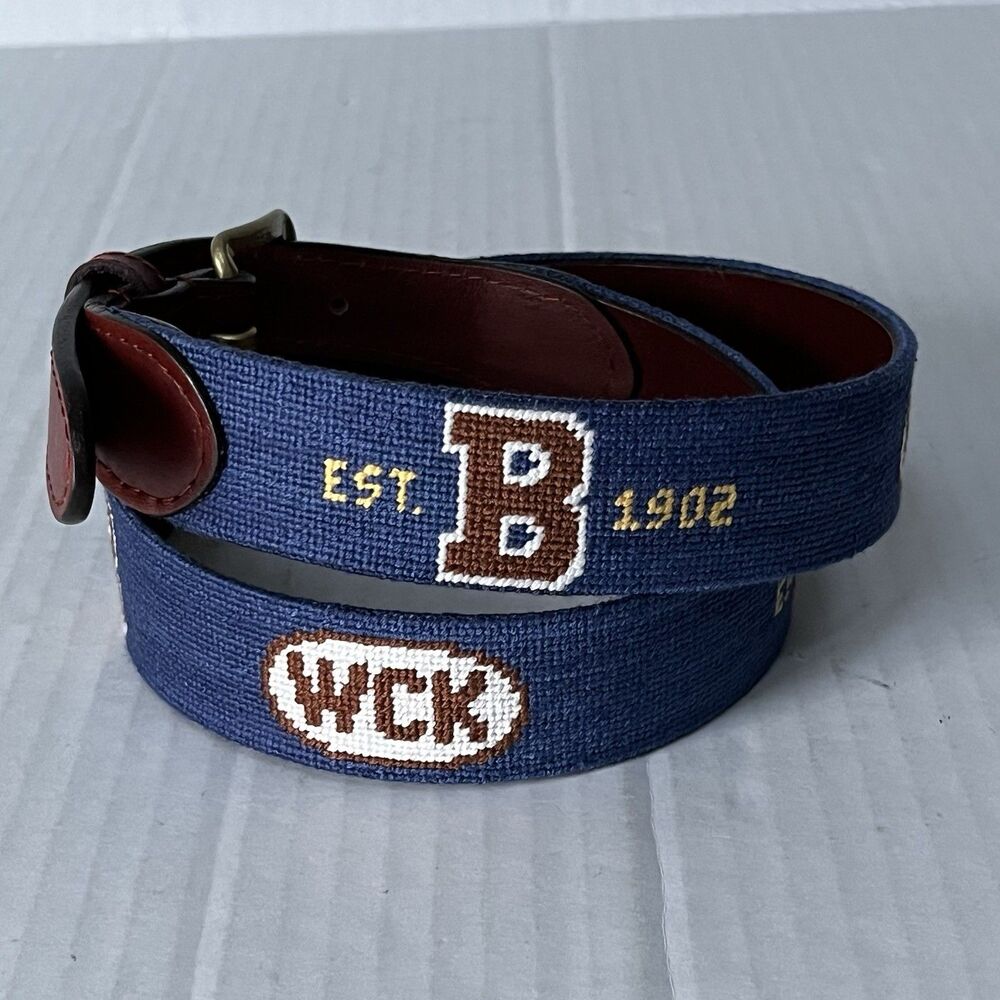 Smathers and Branson Belt 34 Men’s “B” (WCK) Logo Hand Stitched Needlepoint USA